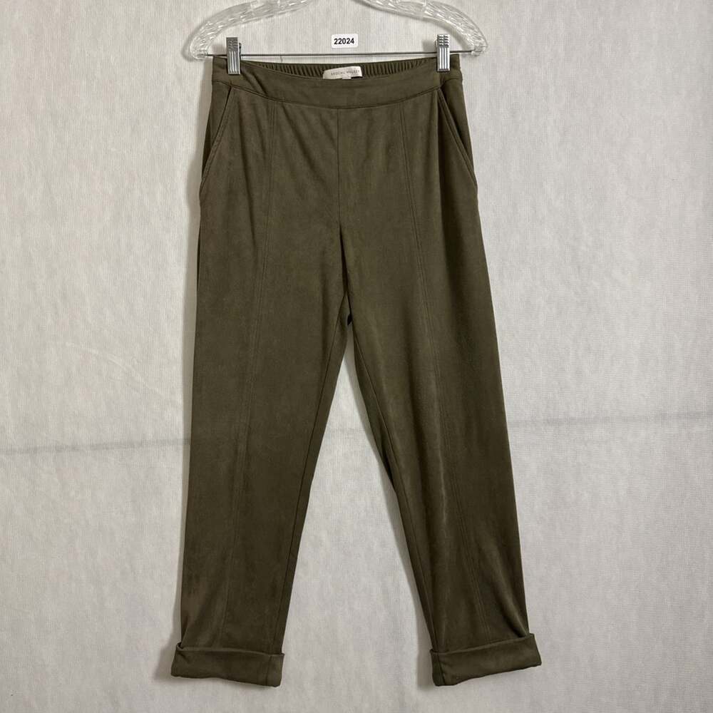 Brochu Walker Women's Size XS Green Faux Suede Tapered Crop Cuffed Pants